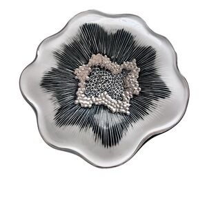 MCM Italian Freeform Dimensional Silver White Porcelain Candy Dish